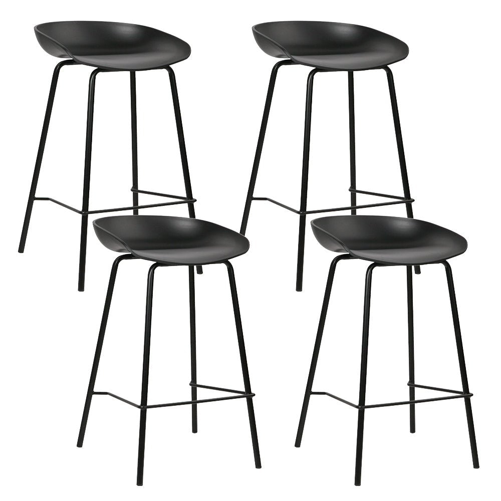 Black Metal Bar Stools For Kitchen - 4 Pack