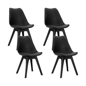 Black Retro Padded Dining Chairs - 4 Pack