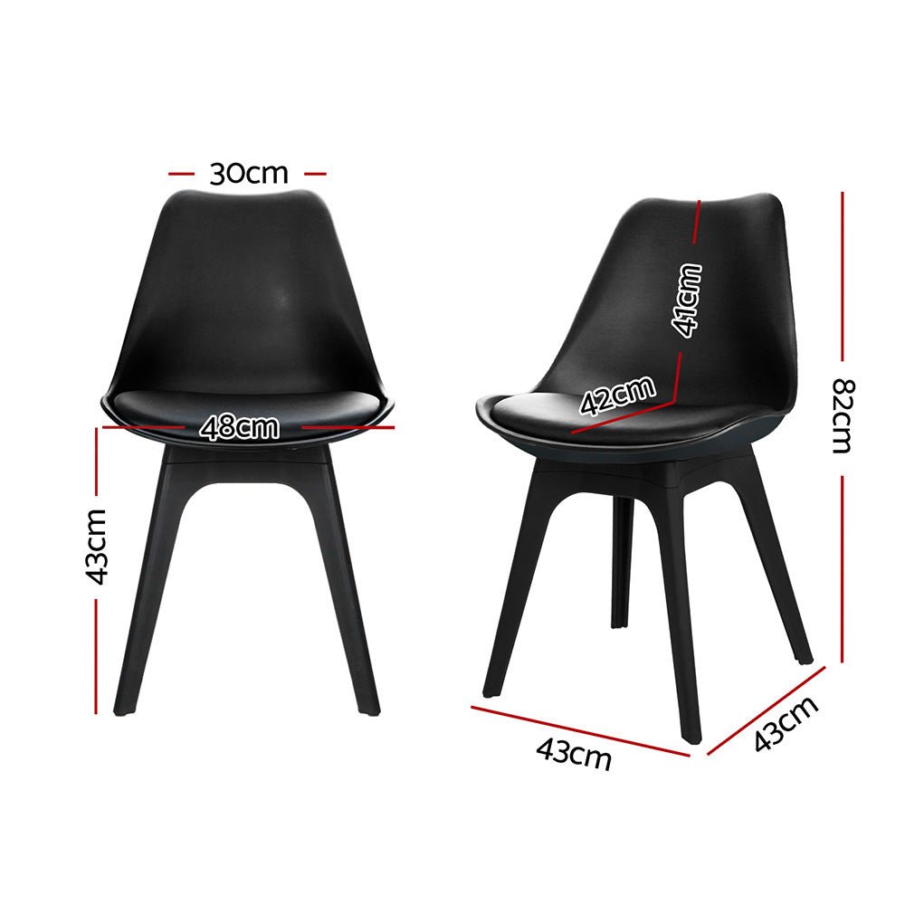 Black Retro Padded Dining Chairs - 4 Pack