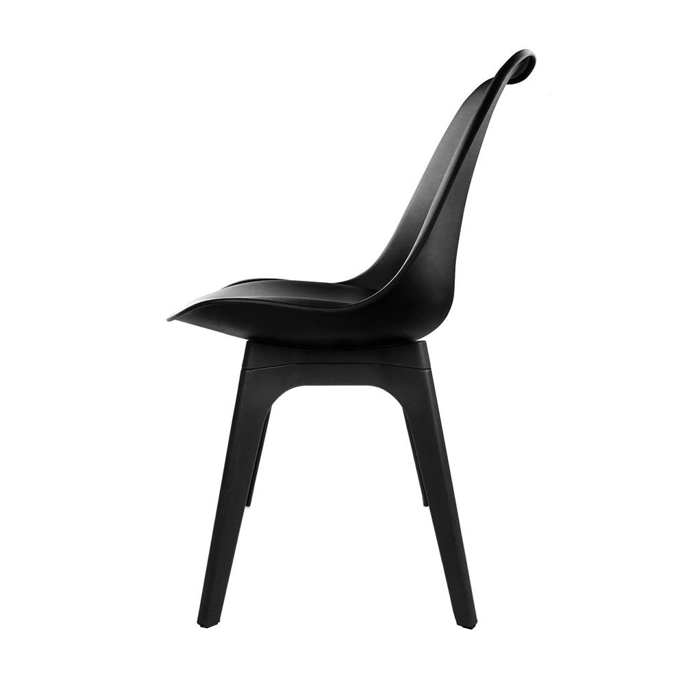 Black Retro Padded Dining Chairs - 4 Pack