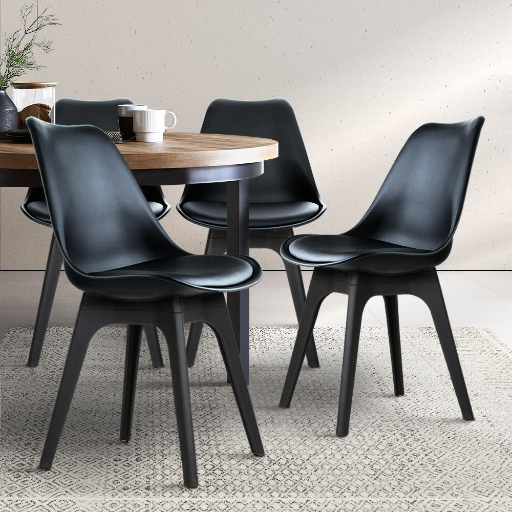 Black Retro Padded Dining Chairs Pack The Hippie House