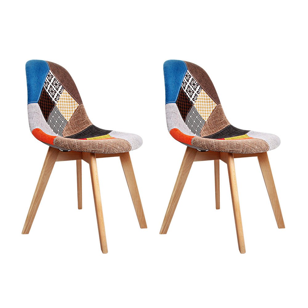 Hippie Retro Fabric Dining Chairs - Twin Pack