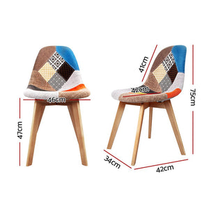 Hippie Retro Fabric Dining Chairs - Twin Pack