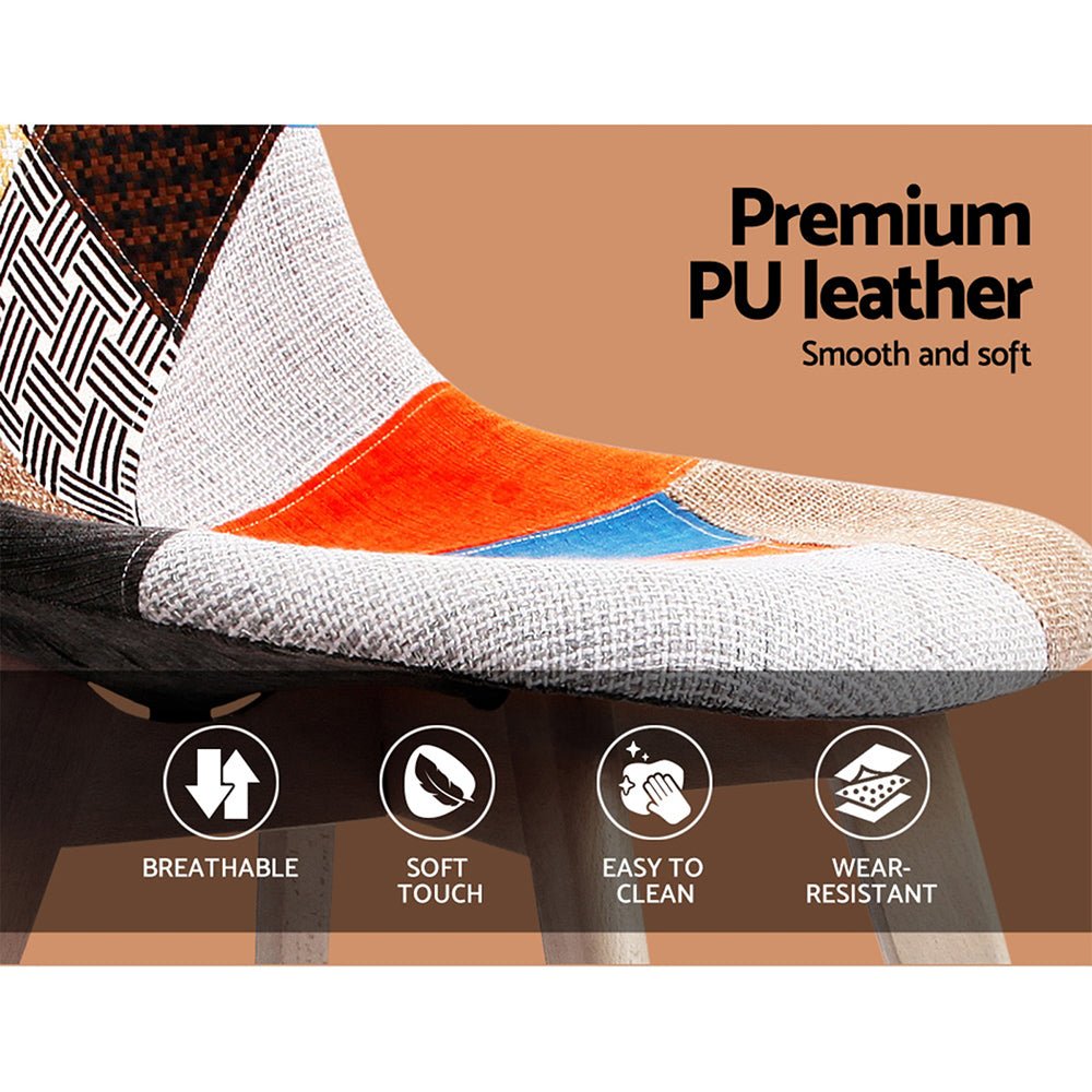 Hippie Retro Fabric Dining Chairs - Twin Pack