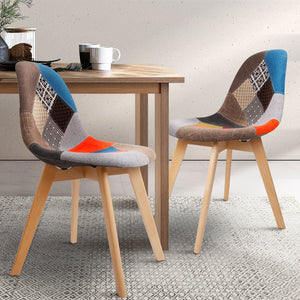 Hippie Retro Fabric Dining Chairs - Twin Pack