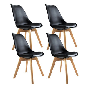Comfortable Padded Black Dining Chairs - 4 Pack