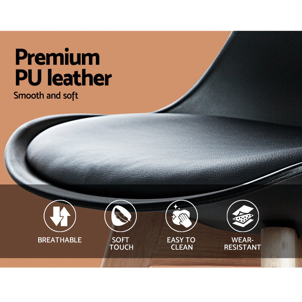 Comfortable Padded Black Dining Chairs - 4 Pack