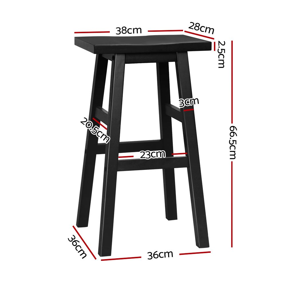 Black Beech Wood Bar Stools - Twin Pack