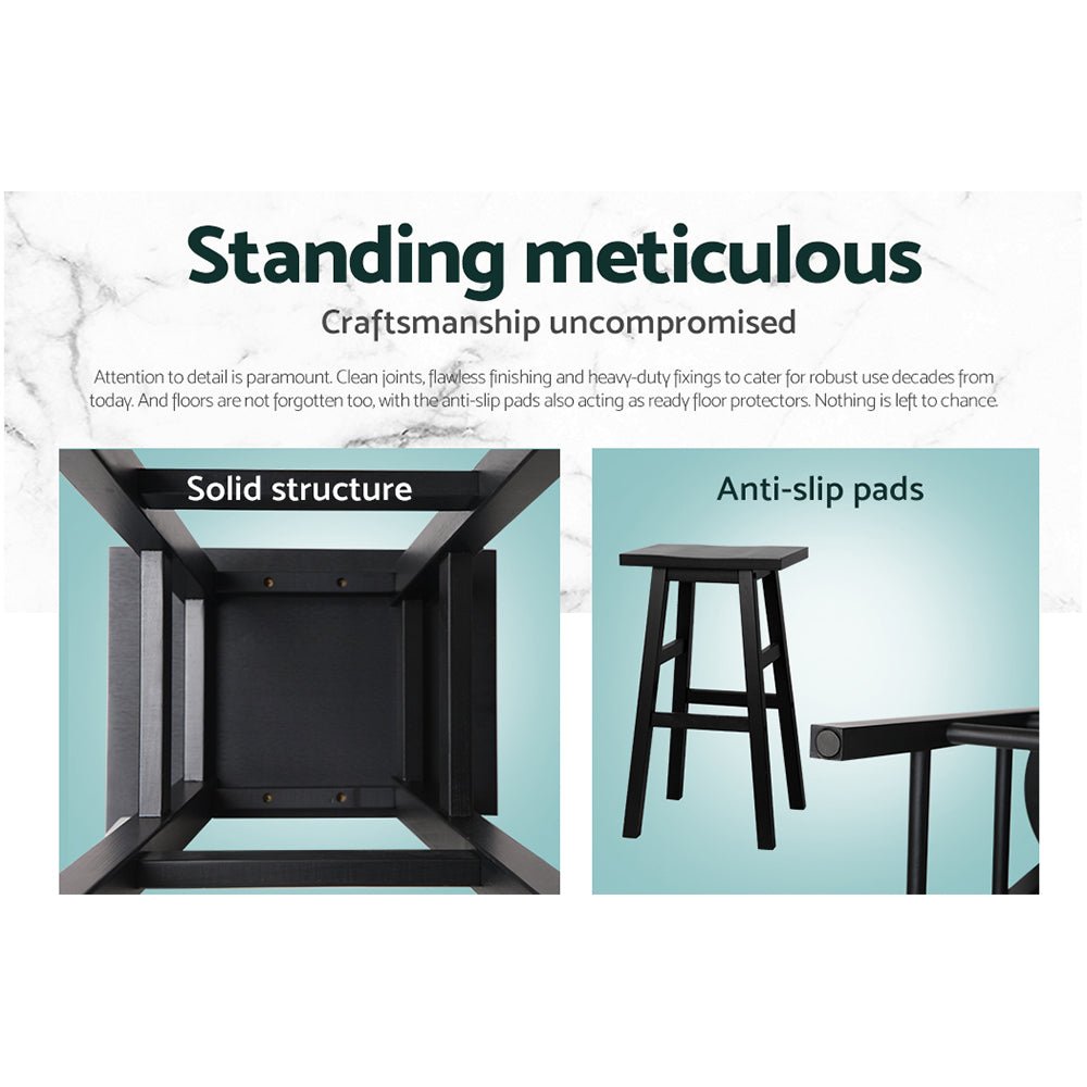 Black Beech Wood Bar Stools - Twin Pack