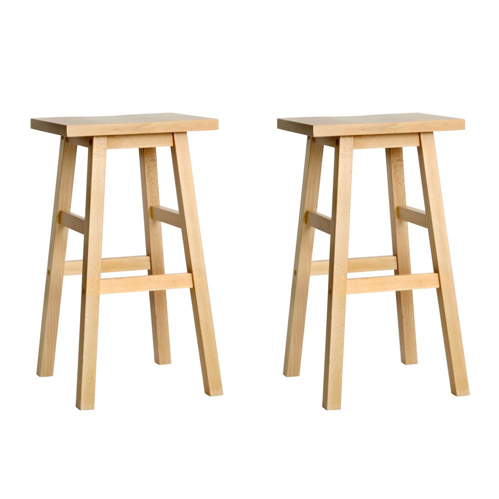 Natural Beech Wood Bar Stools - 2 Pack