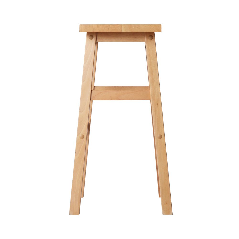 Natural Beech Wood Bar Stools - 2 Pack