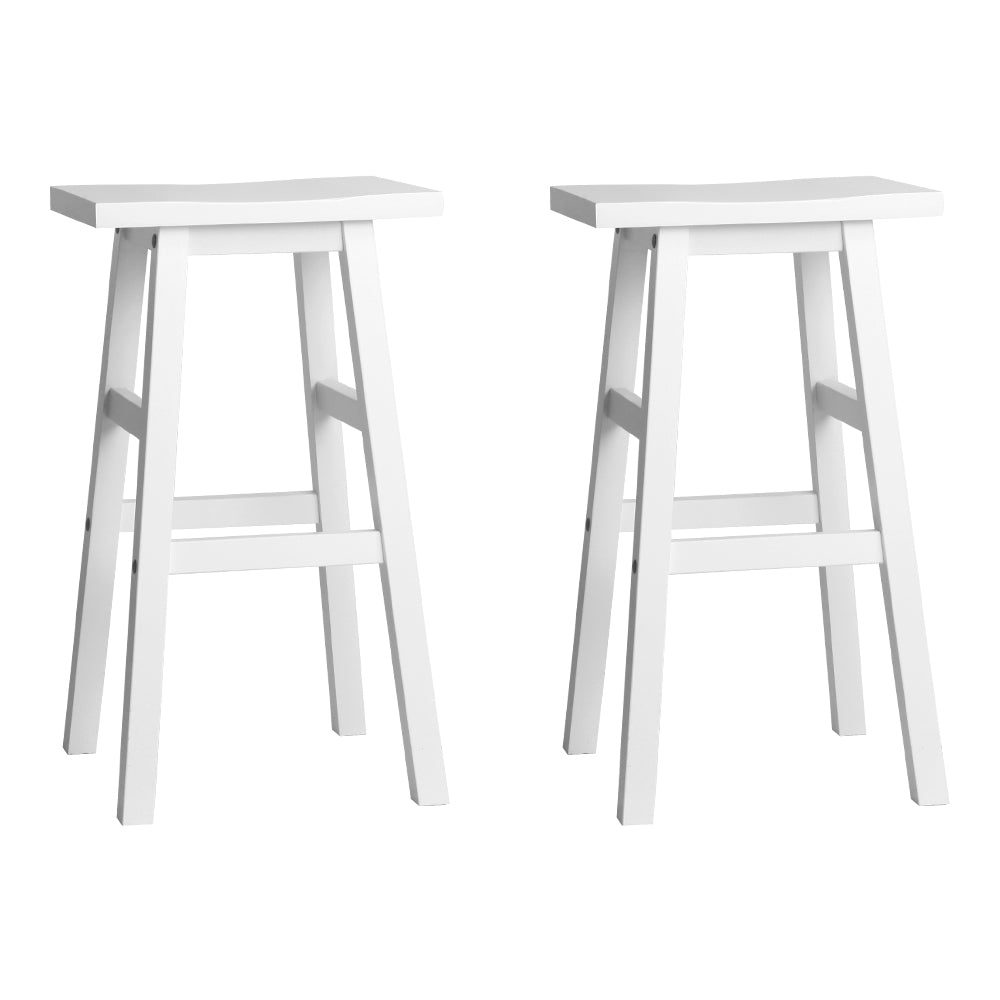 White Beech Wood Bar Stools / Chairs - 2 Pack