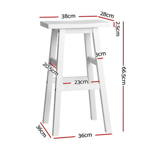 White Beech Wood Bar Stools / Chairs - 2 Pack