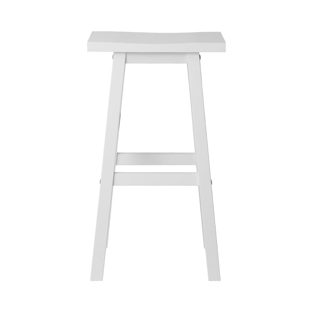 White Beech Wood Bar Stools / Chairs - 2 Pack