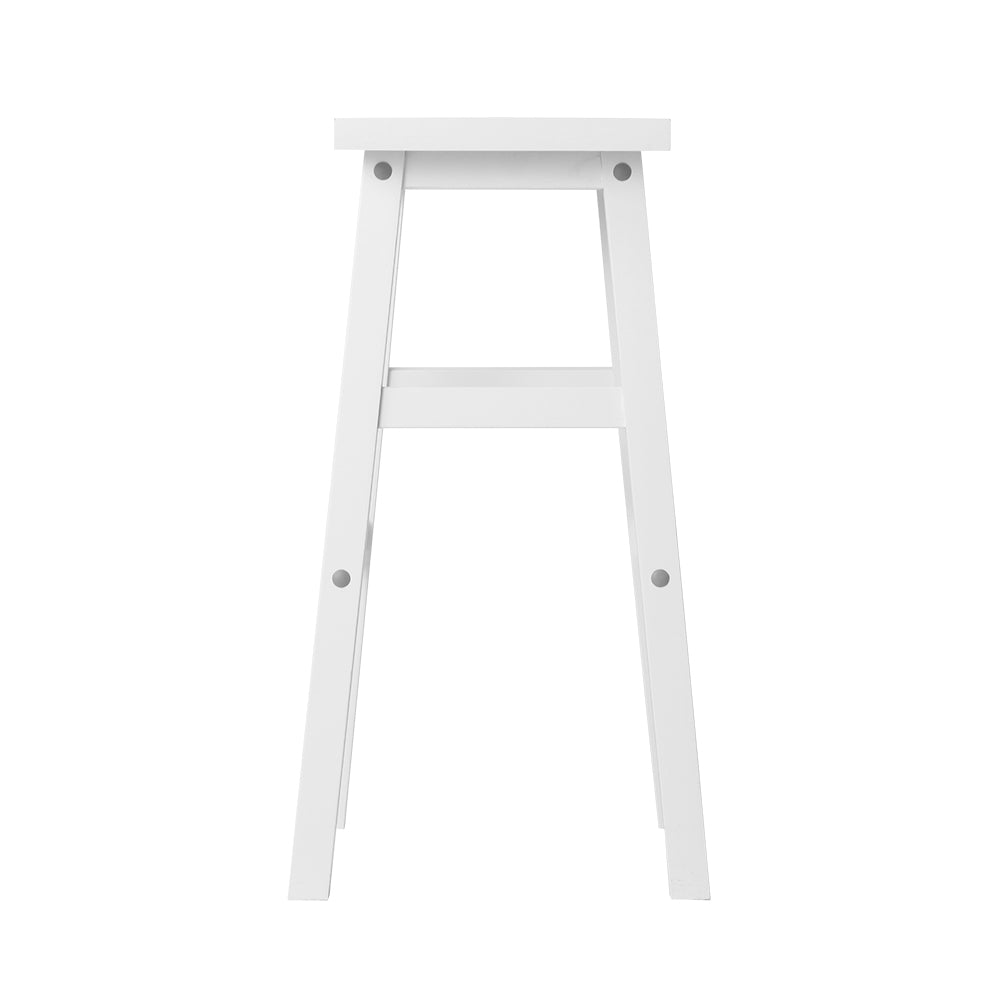 White Beech Wood Bar Stools / Chairs - 2 Pack