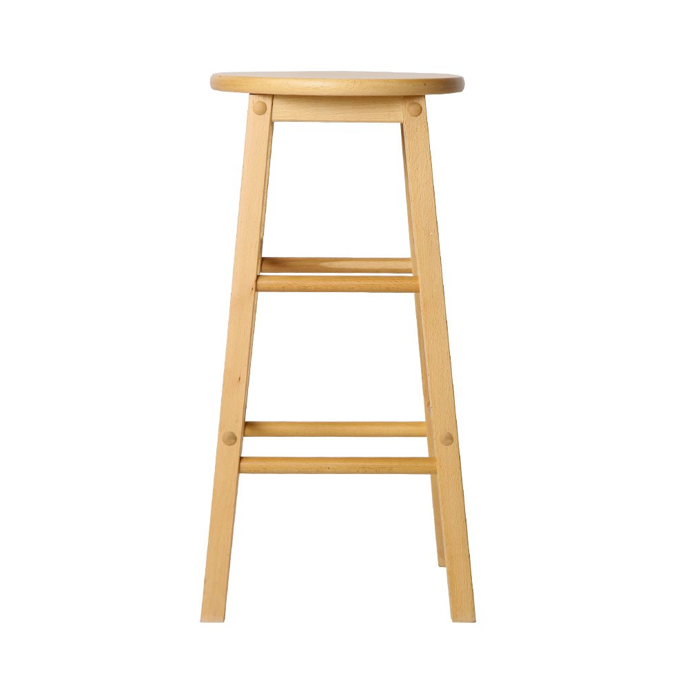 Beech Wood Backless Bar Stools - Natural Colour - 2 Pack