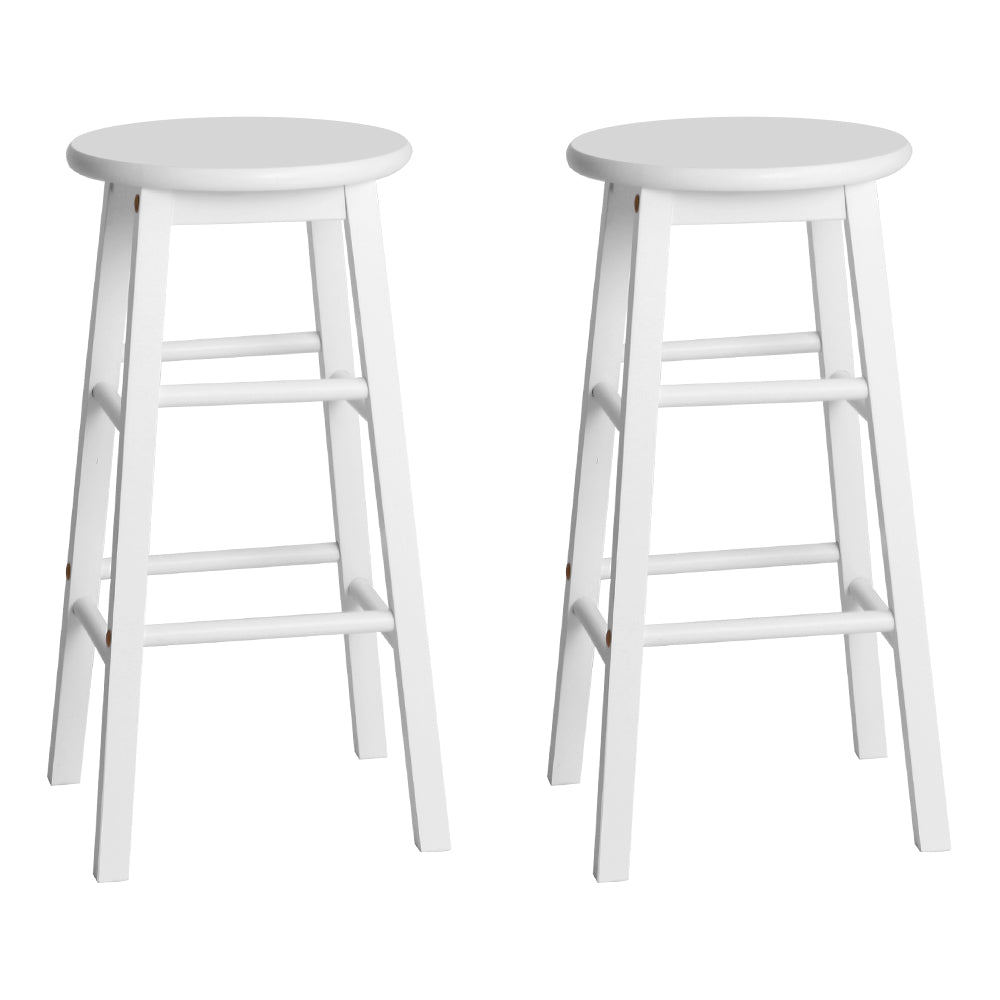 White Beech Wood Backless Bar Stools - 2 Pack
