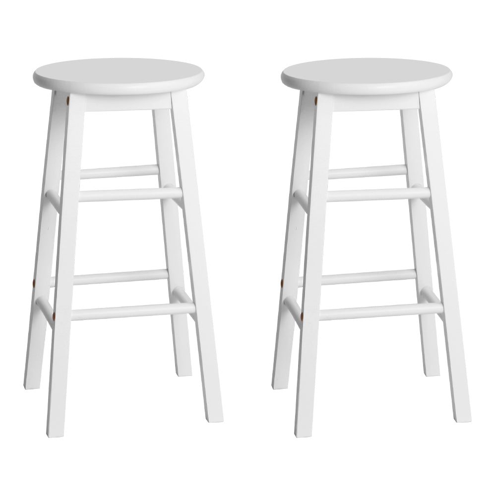 White Beech Wood Backless Bar Stools - 2 Pack