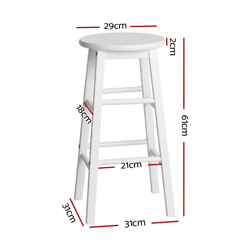 White Beech Wood Backless Bar Stools - 2 Pack