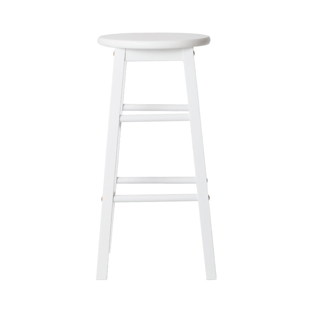 White Beech Wood Backless Bar Stools - 2 Pack