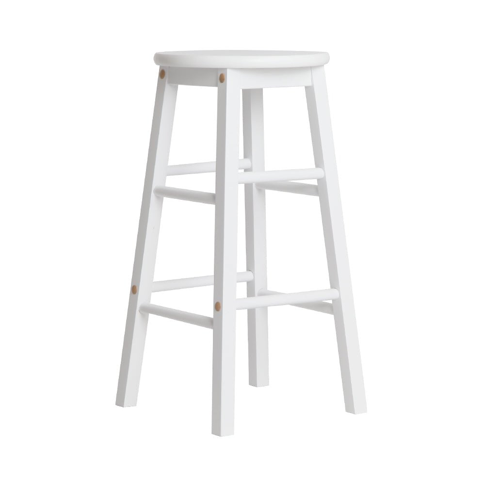White Beech Wood Backless Bar Stools - 2 Pack