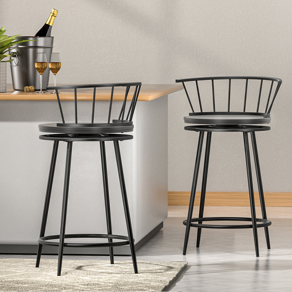 Artiss Wooden Dining Chair Set of 2 | Swivel Metal Chairs with Style