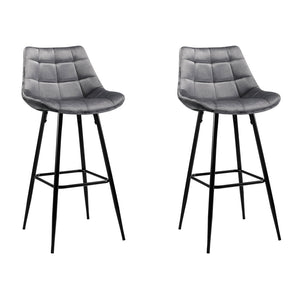 Grey Hippie Velvet Bar Stools - 2 Pack