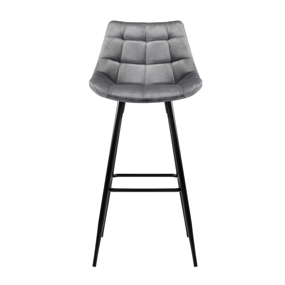 Grey Hippie Velvet Bar Stools - 2 Pack