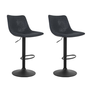 Set of 2 Bar Stools With Gas Lift- Black