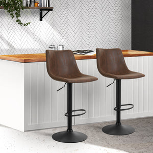 2 Pack Of Bar Stools With Gas Lift And Vintage Fabric Seats