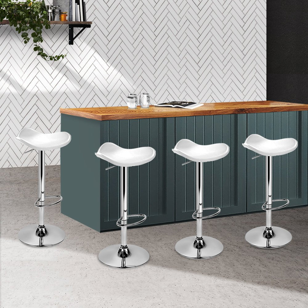 White Kitchen Swivel Bar Stools - 4 Pack
