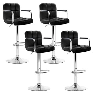 Set of 4 Swivel Bar Stools With Gas Lift And Armrests