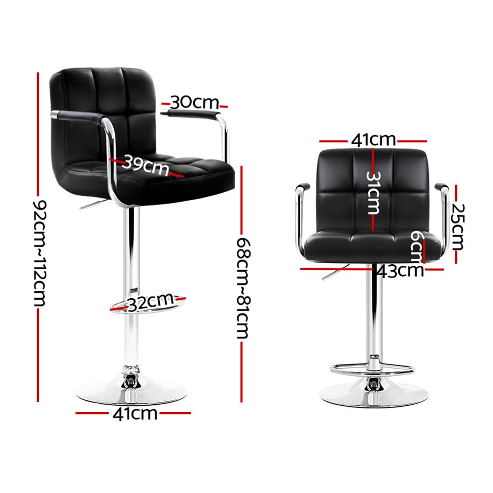 Set of 4 Swivel Bar Stools With Gas Lift And Armrests