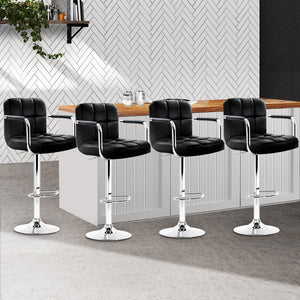 Set of 4 Swivel Bar Stools With Gas Lift And Armrests