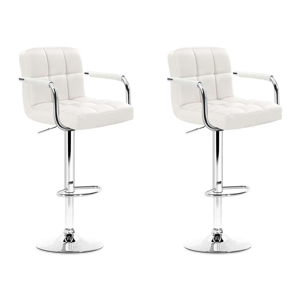 Swivel Bar Stools With Gas Lift - White Seats - 2 Pack