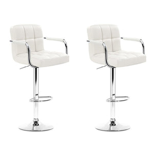 Swivel Bar Stools With Gas Lift - White Seats - 2 Pack
