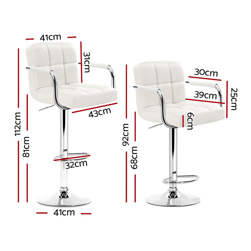 Swivel Bar Stools With Gas Lift - White Seats - 2 Pack