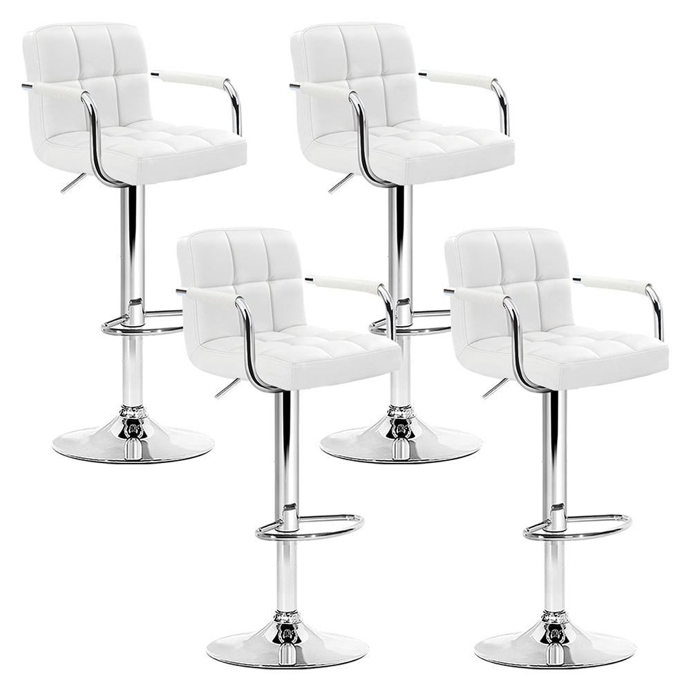 Set of 4 Steel White Bar Stools With Gas Lift