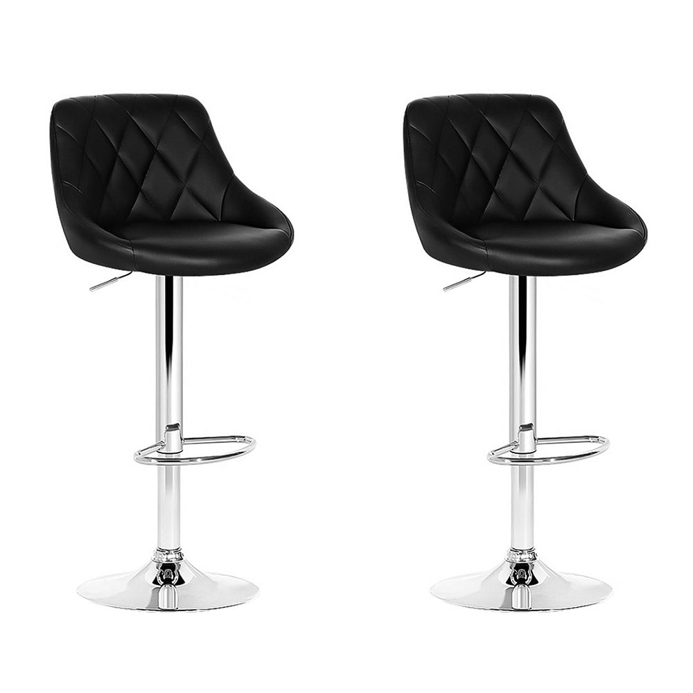 Home Bar Stools With Black Seats - 2 Pack