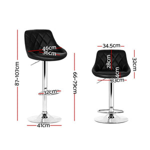 Home Bar Stools With Black Seats - 2 Pack