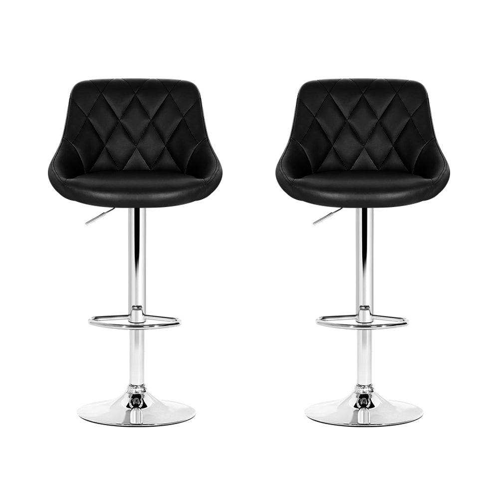 Home Bar Stools With Black Seats - 2 Pack