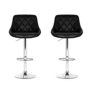 Home Bar Stools With Black Seats - 2 Pack