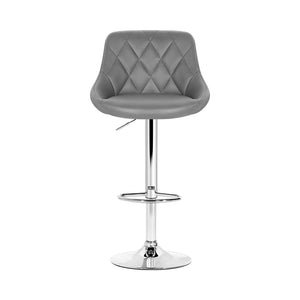 Bar Stools With PU Leather Diamond Styled Seats - 2 Pack