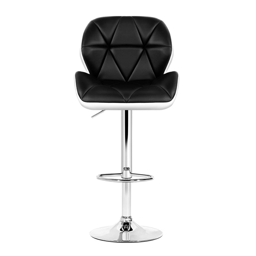 White, Black & Chrome Kitchen Bar Stools - 2 Pack