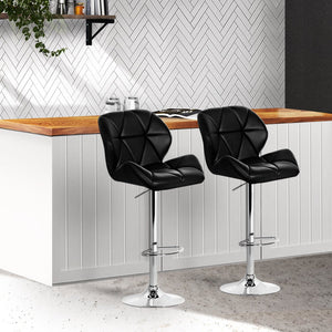 2 Black Kitchen Bar Stools With Chrome Legs