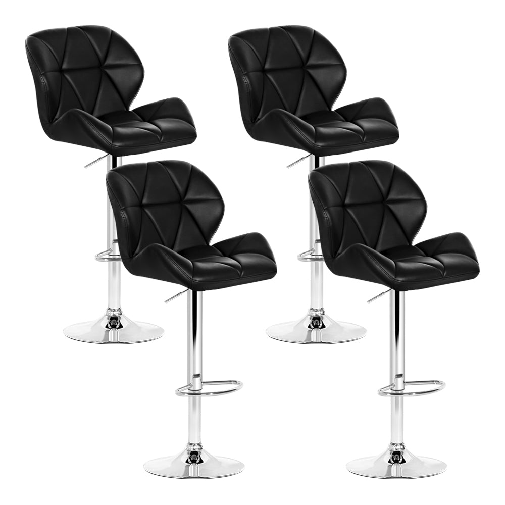 4PCS Kitchen Bar Stool Set - Black And Chrome