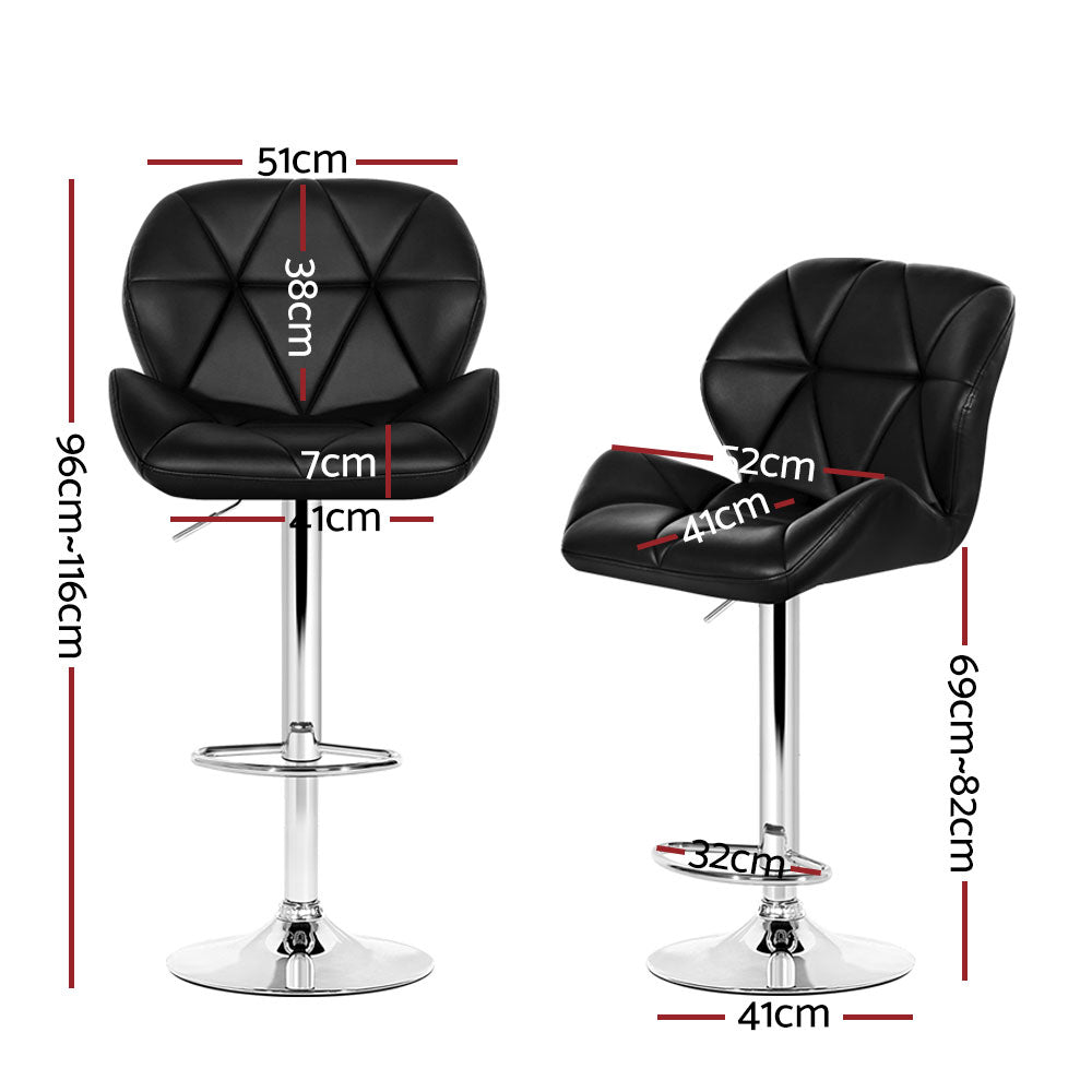 4PCS Kitchen Bar Stool Set - Black And Chrome