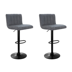 Line Style Bar Stools With Grey PU Leather Seats