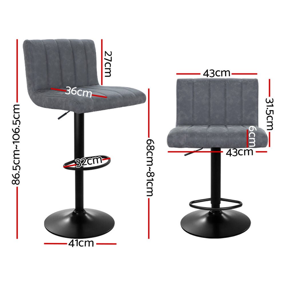 Line Style Bar Stools With Grey PU Leather Seats