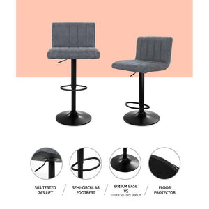 Line Style Bar Stools With Grey PU Leather Seats
